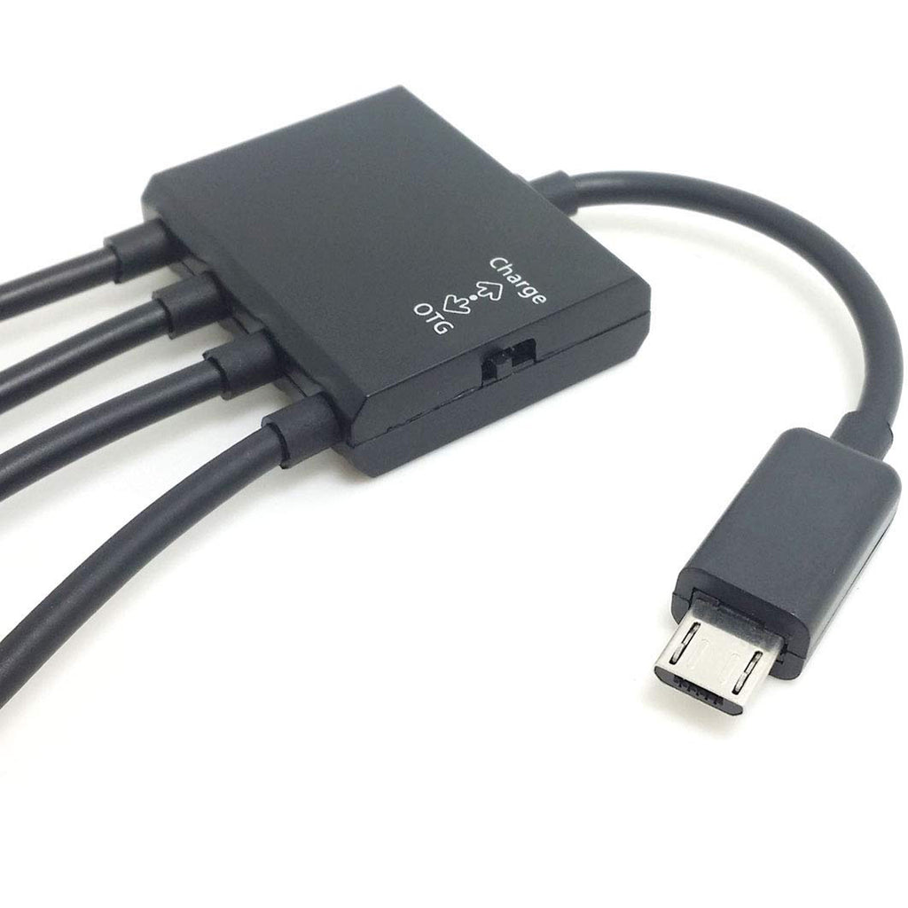 Micro USB OTG Hub Adapter Cable 3 Port USB 2.0 Splitter with Power Charging Port and Switch for Fire TV Stick 4K Chromecast Android TV Box Tablet Flash Drive