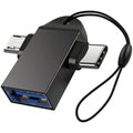 2 in 1 USB OTG Adapter USB 3.0 Female to USB-C and Micro USB Male Converter with Lanyard for Phone Tablet Flash Drive Keyboard Mouse