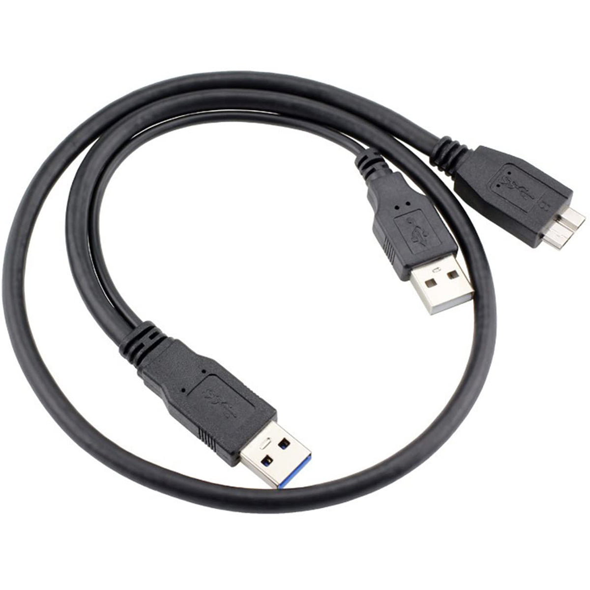 USB 3.0 Y Cable Dual USB A Male to Micro B Cord Extra Power Boost 5Gbps Data Lead for External Hard Drive HDD Enclosure Wii U Blu Ray WD Seagate Toshiba