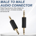 3.5mm Male to Male Audio Adapter 1/8 Inch TRS Stereo Coupler AUX Cable Joiner Gender Changer Connector Gold Plated for Speaker PC Laptop Headphone MP3