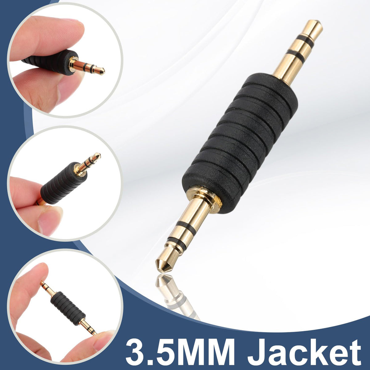 3.5mm Male to Male Audio Adapter 1/8 Inch TRS Stereo Coupler AUX Cable Joiner Gender Changer Connector Gold Plated for Speaker PC Laptop Headphone MP3