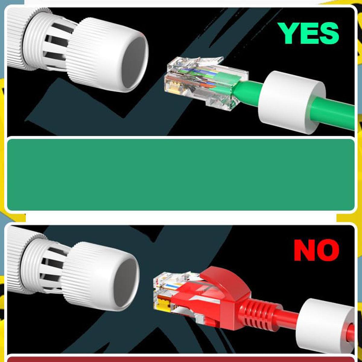 IP67 Waterproof RJ45 Coupler Female to Female Cat6 Cat5e Cat5 Outdoor Ethernet Cable Extender Shielded Gigabit LAN Connector POE for IP Cameras