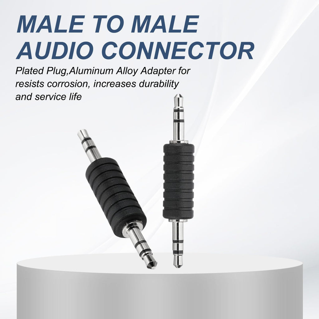 3.5mm Male to Male Audio Adapter 1/8 Inch TRS Stereo Coupler AUX Cable Joiner Gender Changer Nickel Plated for Speaker PC Laptop Headphone Tablet MP3