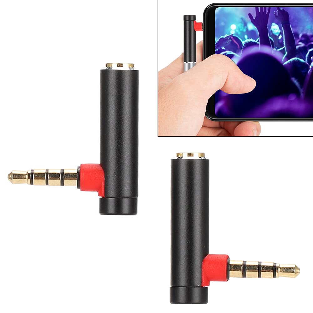 3.5mm Right Angle Adapter Male to Female 90 Degree L Shape Metal Audio Connector for Headset Headphone Smartphone Tablet Laptop
