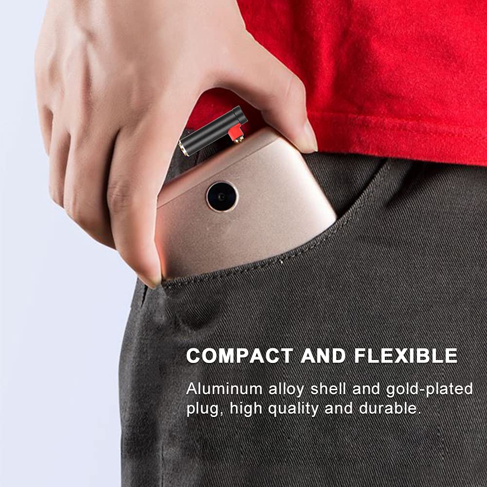 3.5mm Right Angle Adapter Male to Female 90 Degree L Shape Metal Audio Connector for Headset Headphone Smartphone Tablet Laptop