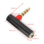 3.5mm Right Angle Adapter Male to Female 90 Degree L Shape Metal Audio Connector for Headset Headphone Smartphone Tablet Laptop