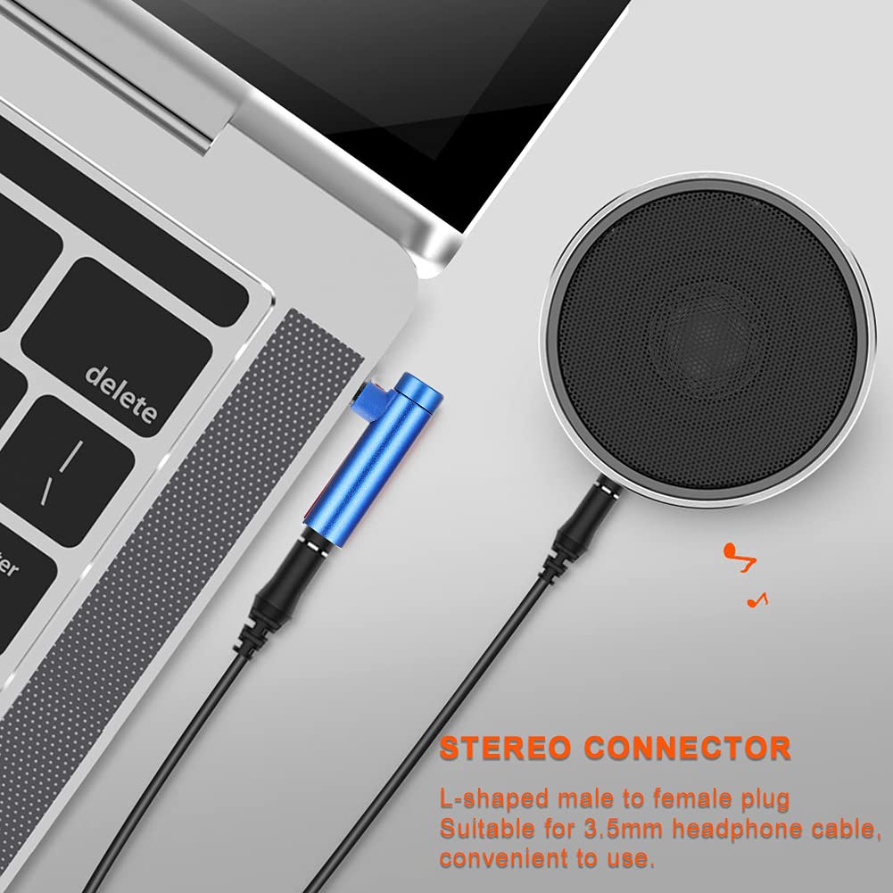3.5mm Right Angle Adapter Male to Female 90 Degree L Shape Metal Audio Connector for Headset Headphone Smartphone Tablet Laptop
