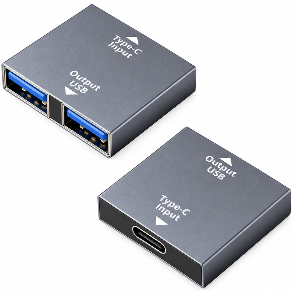 USB C to Dual USB A Female Splitter Adapter One Data and Charging Port One Charging Only Port for Laptop PC Power Bank