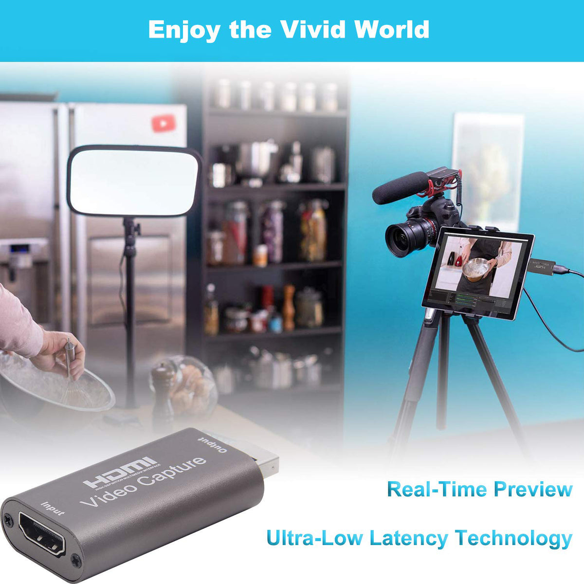 4K HDMI to USB Video Audio Capture Card 1080P 60fps Metal Cam Link Adapter for DSLR Action Cam Game Consoles PC Mac OBS Streaming