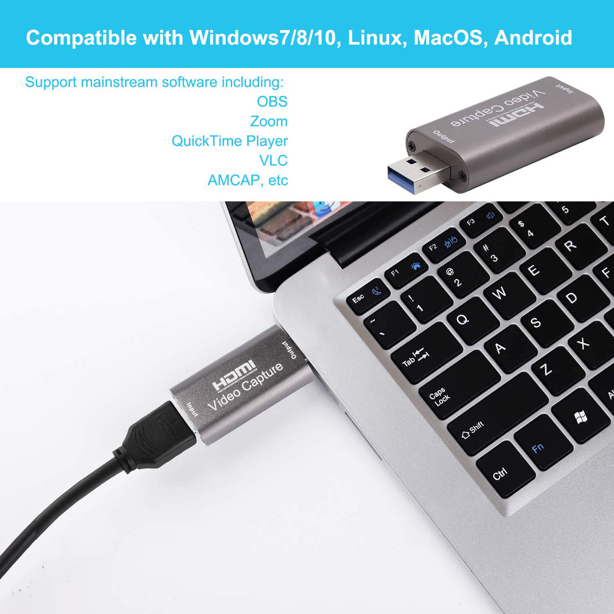 4K HDMI to USB Video Audio Capture Card 1080P 60fps Metal Cam Link Adapter for DSLR Action Cam Game Consoles PC Mac OBS Streaming