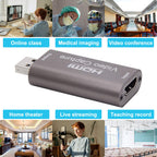 4K HDMI to USB Video Audio Capture Card 1080P 60fps Metal Cam Link Adapter for DSLR Action Cam Game Consoles PC Mac OBS Streaming