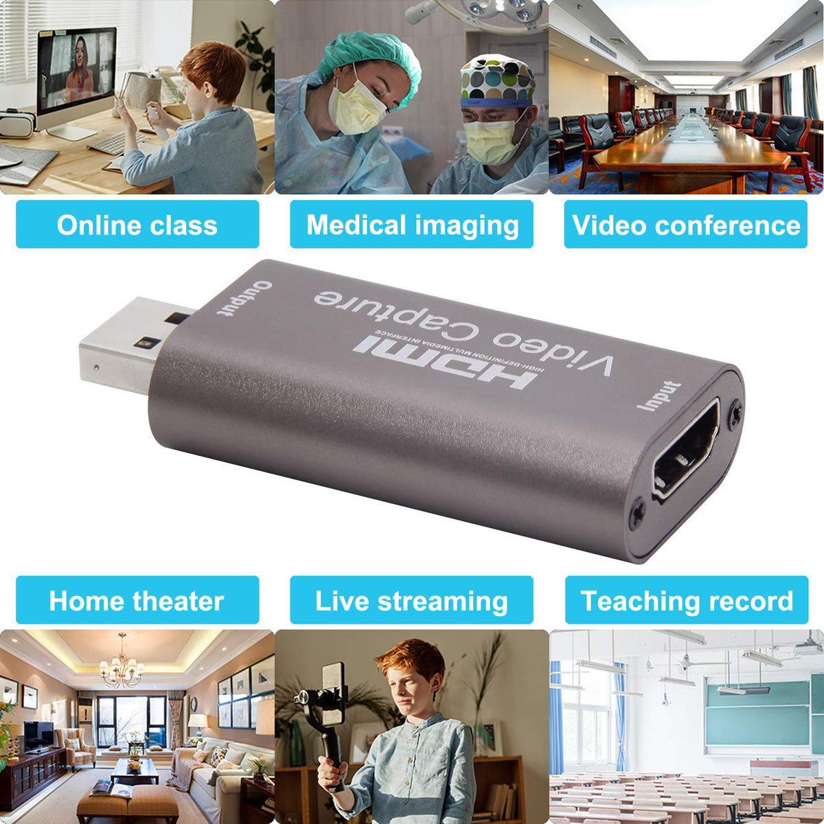 4K HDMI to USB Video Audio Capture Card 1080P 60fps Metal Cam Link Adapter for DSLR Action Cam Game Consoles PC Mac OBS Streaming
