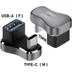 Widened 180 Degree U Shape USB C to USB 3.1 OTG Adapter Type C Male to USB A Female 10Gbps Converter for Steam Deck Switch Laptop Smartphone
