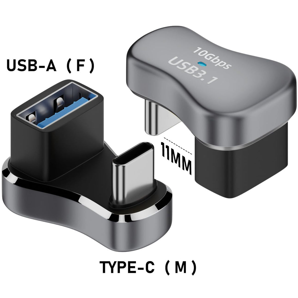 Widened 180 Degree U Shape USB C to USB 3.1 OTG Adapter Type C Male to USB A Female 10Gbps Converter for Steam Deck Switch Laptop Smartphone