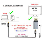 USB C to DisplayPort Adapter 4K 60Hz Type C Female to DP Male Video Converter with PD Charging Port for MacBook Pro XPS Surface Galaxy Monitor Projector