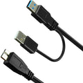 USB 3.0 Y Cable Dual USB A Male to Micro B Cord Extra Power Boost 5Gbps Data Lead for External Hard Drive HDD Enclosure Wii U Blu Ray WD Seagate Toshiba