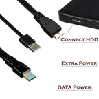 USB 3.0 Y Cable Dual USB A Male to Micro B Cord Extra Power Boost 5Gbps Data Lead for External Hard Drive HDD Enclosure Wii U Blu Ray WD Seagate Toshiba
