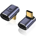 USB-C 90° Right Angle Adapter 100W 40Gbps 8K@60Hz – Aluminum Alloy Male to Female Extender for Laptop Tablet Gaming Handheld Console