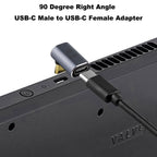 USB-C 90° Right Angle Adapter 100W 40Gbps 8K@60Hz – Aluminum Alloy Male to Female Extender for Laptop Tablet Gaming Handheld Console