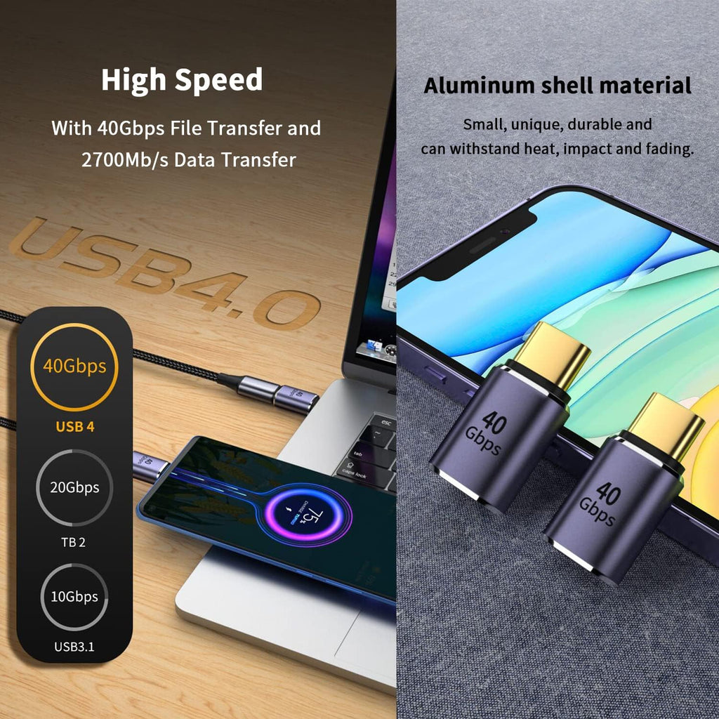 USB C Extender Adapter 8K@60Hz & 40Gbps Data USB C Male to Female Extension Adapter 100W Charging Type C Extender Thunderbolt 4 Connector for iPhone MacBook Pro