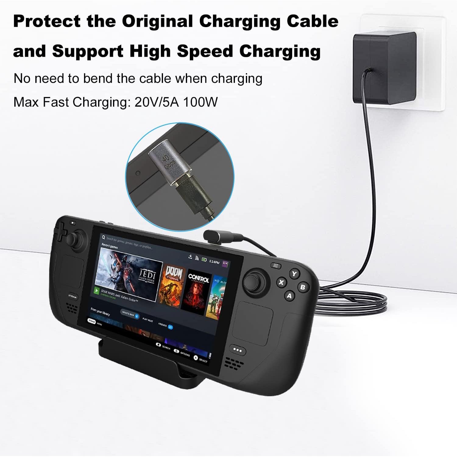 90 Degree USB-C Male to Female Adapte Right Angle 100W Type-C Adapter Extender for Steam Deck ROG Ally Switch Notebook Computers Tablet and Mobile Phones