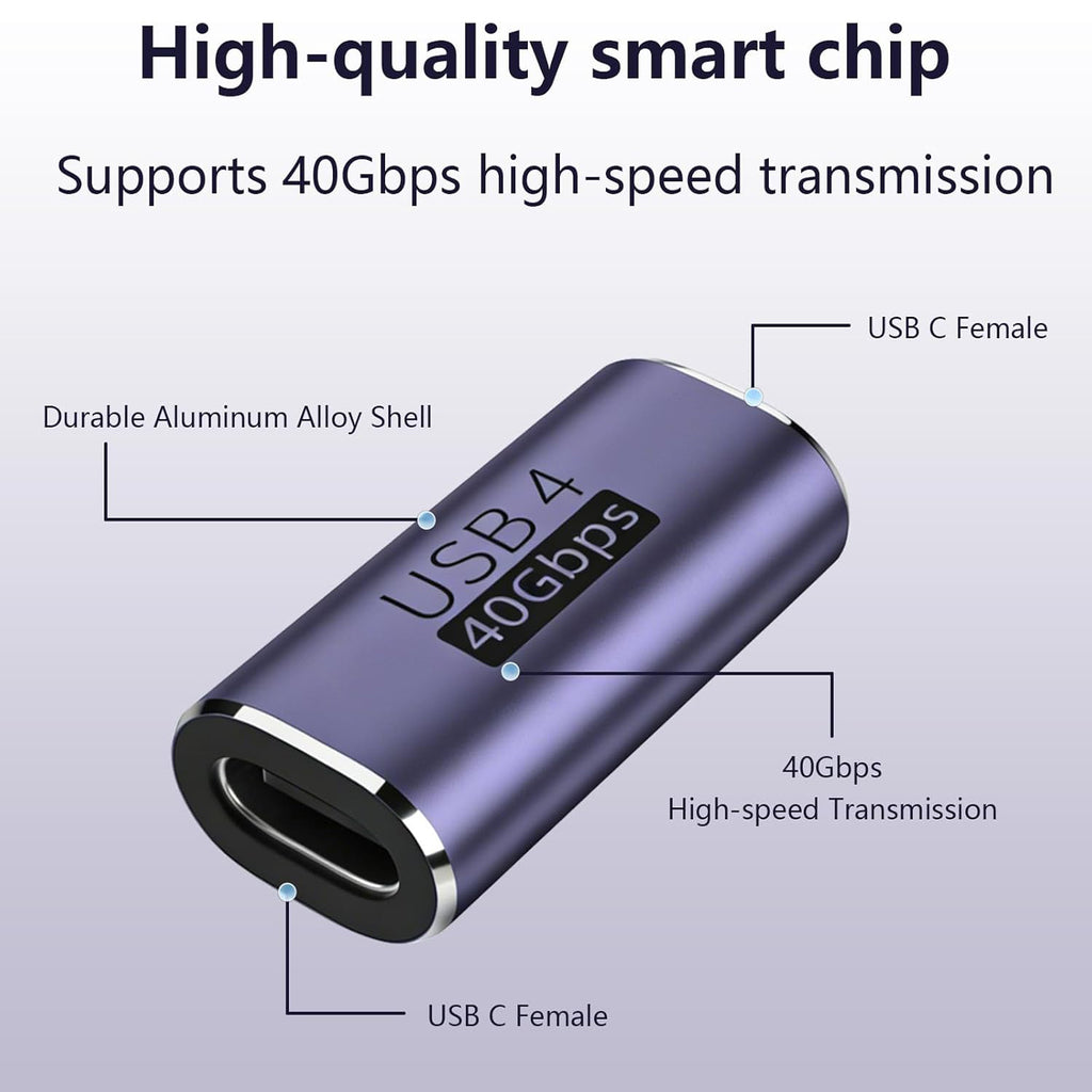 USB C Female to Female Adapter 100W Power Delivery 40Gbps USB c to c Female with 8K 60Hz Video Display Compatible for iPad MacBook Thunderbolt 4/3