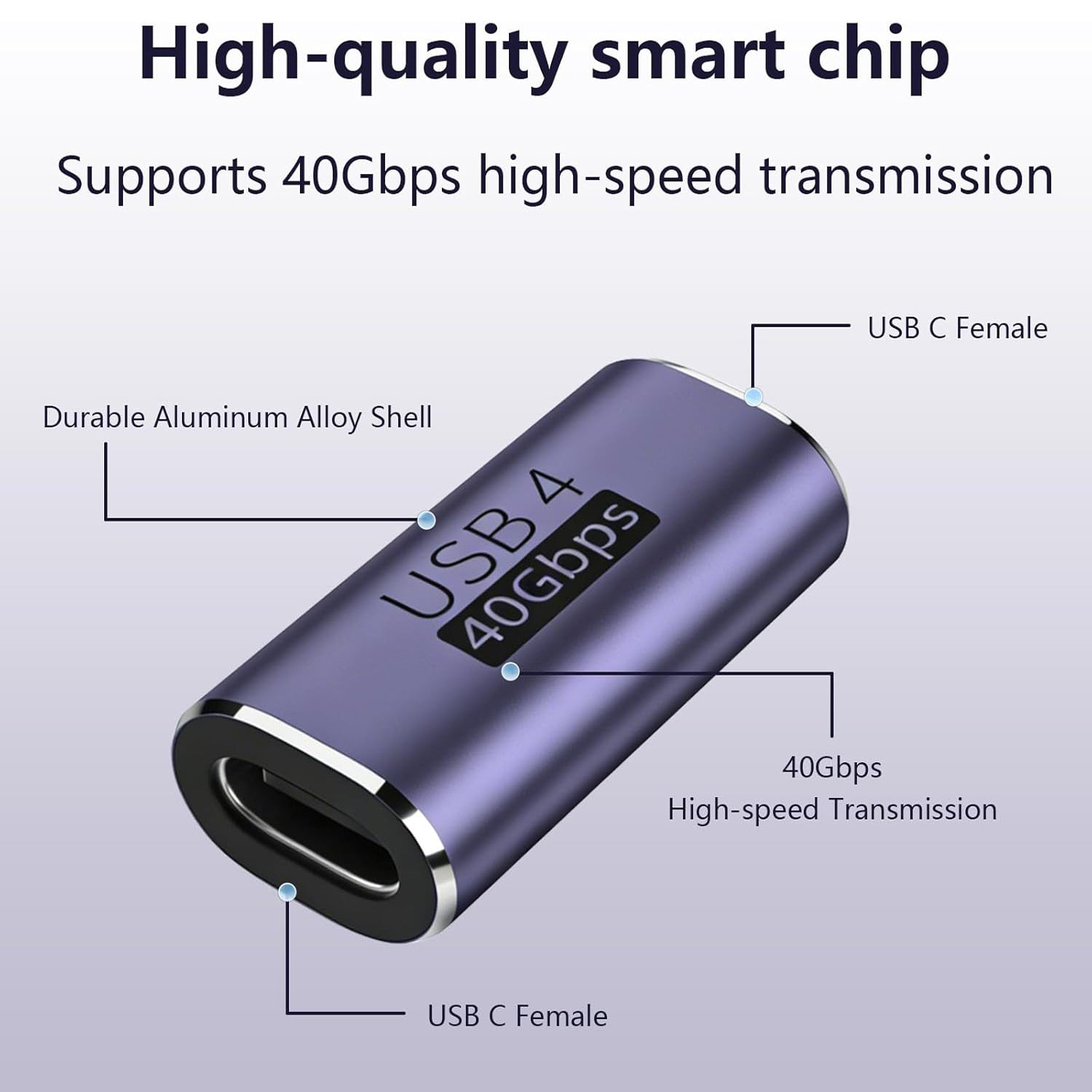 USB C Female to Female Adapter 100W Power Delivery 40Gbps USB c to c Female with 8K 60Hz Video Display Compatible for iPad MacBook Thunderbolt 4/3