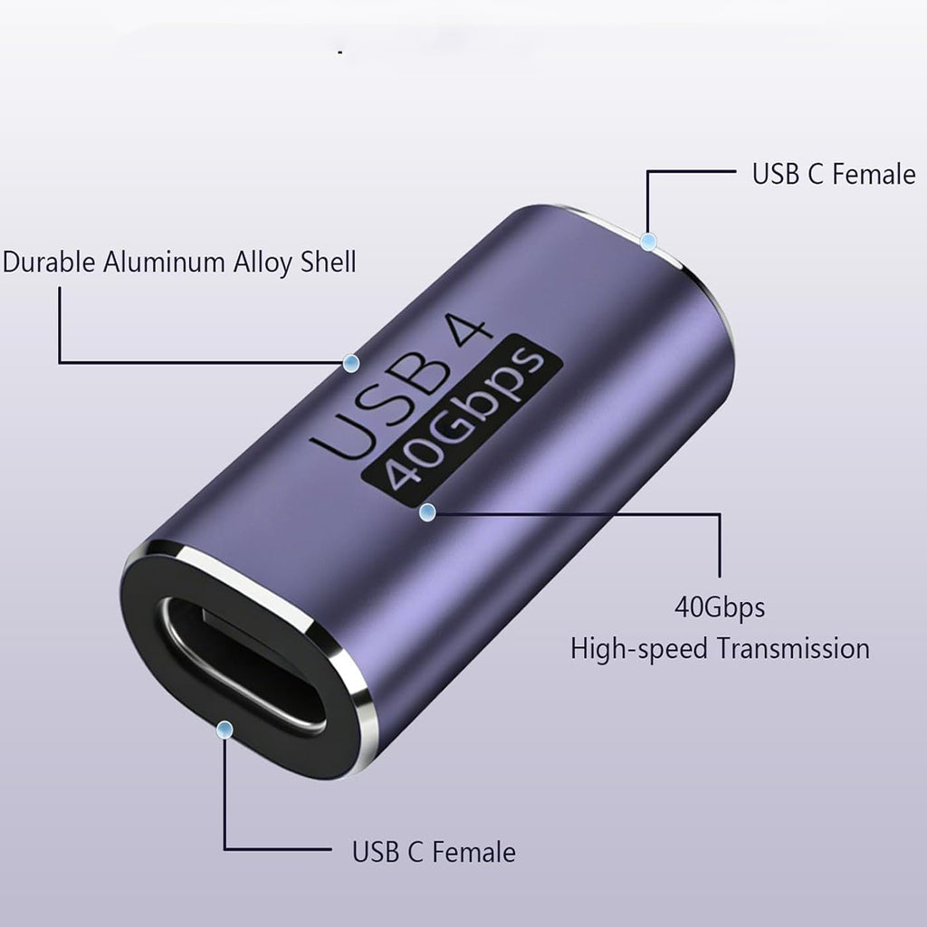 USB C Female to Female Adapter 100W Power Delivery 40Gbps USB c to c Female with 8K 60Hz Video Display Compatible for iPad MacBook Thunderbolt 4/3