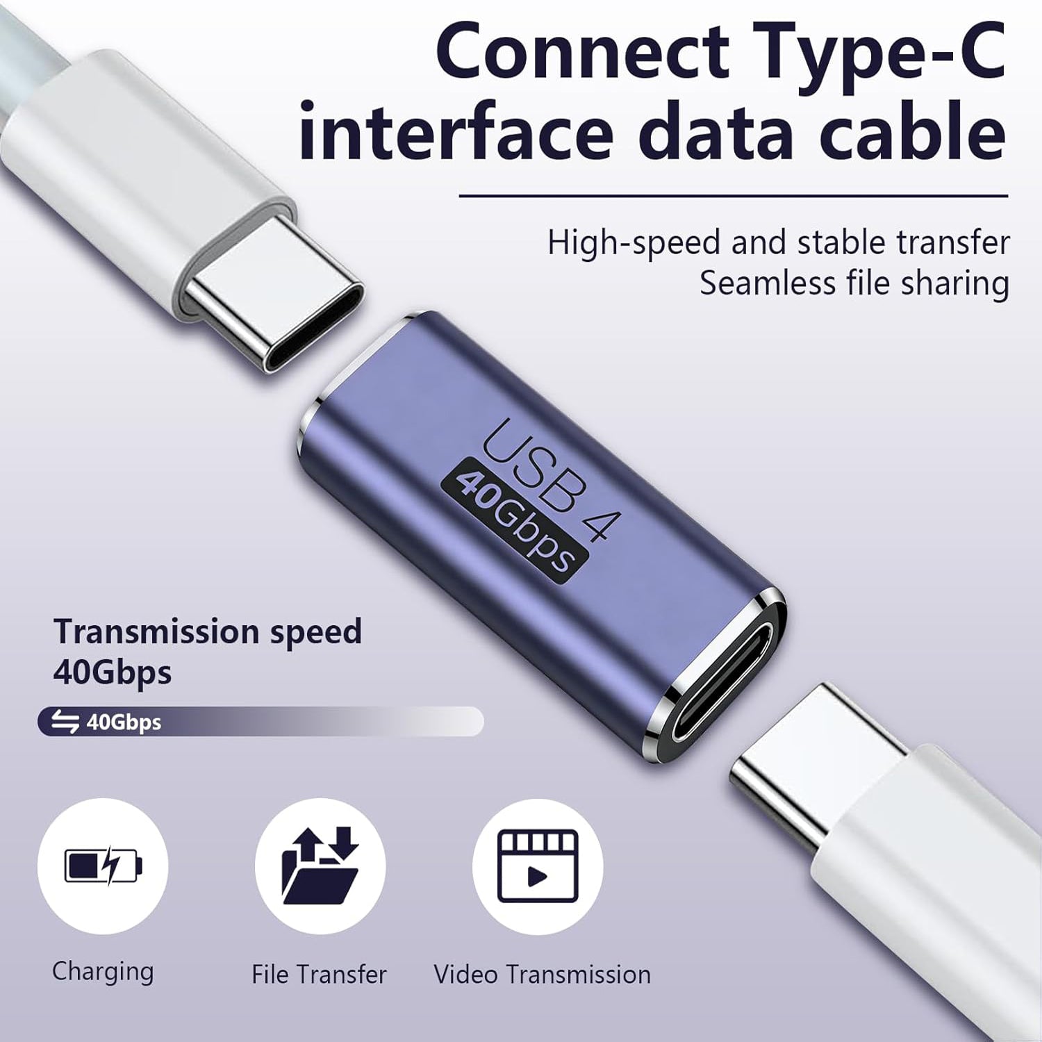 USB C Female to Female Adapter 100W Power Delivery 40Gbps USB c to c Female with 8K 60Hz Video Display Compatible for iPad MacBook Thunderbolt 4/3