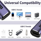 USB C Female to Female Adapter 100W Power Delivery 40Gbps USB c to c Female with 8K 60Hz Video Display Compatible for iPad MacBook Thunderbolt 4/3