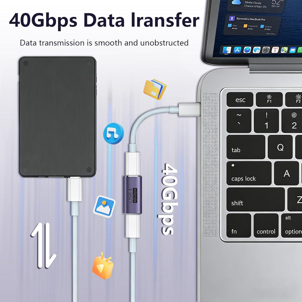 USB C Female to Female Adapter 100W Power Delivery 40Gbps USB c to c Female with 8K 60Hz Video Display Compatible for iPad MacBook Thunderbolt 4/3