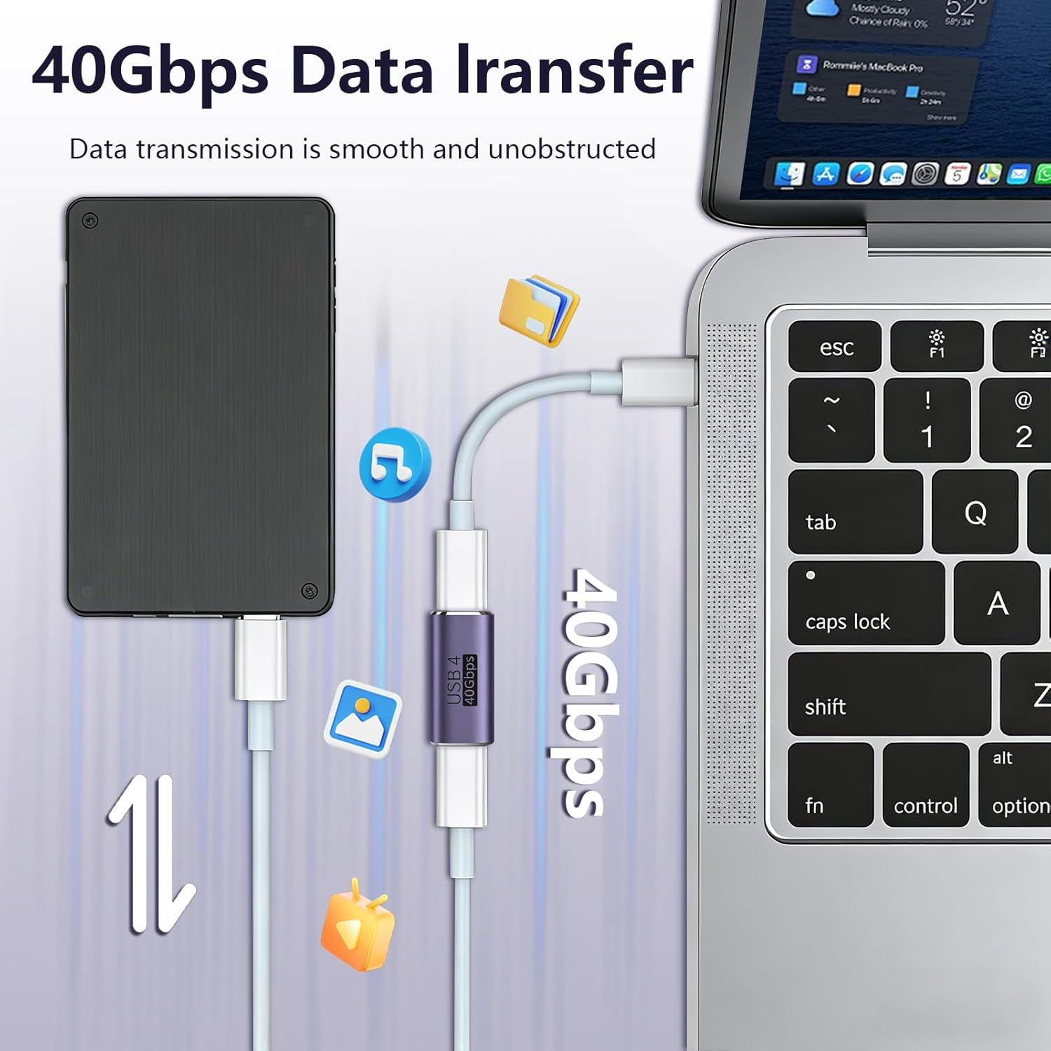 USB C Female to Female Adapter 100W Power Delivery 40Gbps USB c to c Female with 8K 60Hz Video Display Compatible for iPad MacBook Thunderbolt 4/3