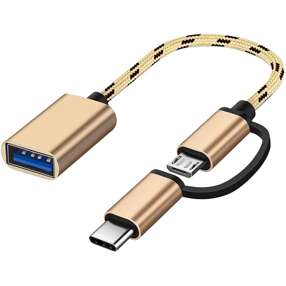 2 in 1 USB C and Micro USB to USB 3.0 OTG Adapter Cable Converter Compatible with Tablets Laptops Smartphones