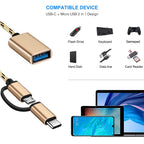 2 in 1 USB C and Micro USB to USB 3.0 OTG Adapter Cable Converter Compatible with Tablets Laptops Smartphones