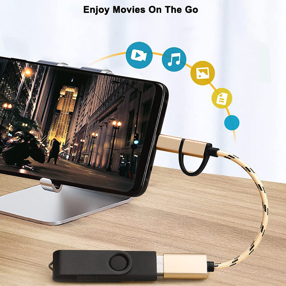 2 in 1 USB C and Micro USB to USB 3.0 OTG Adapter Cable Converter Compatible with Tablets Laptops Smartphones