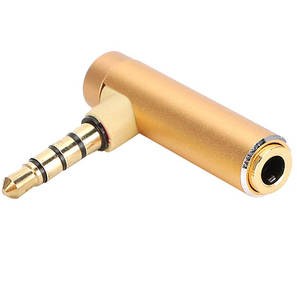 3.5mm Right Angle Adapter Male to Female 90 Degree L Shape Metal Audio Connector for Headset Headphone Smartphone Tablet Laptop