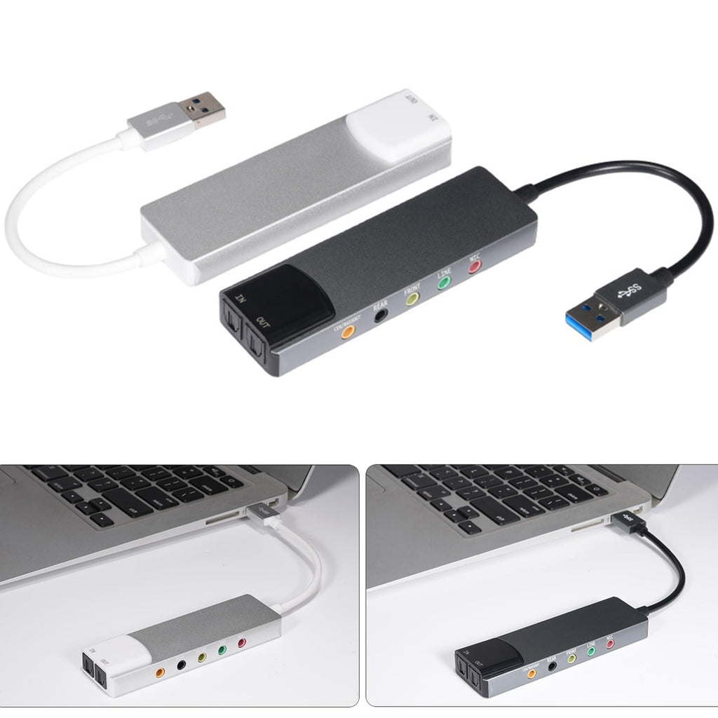 USB External Sound Card 5.1 7.1 Channel SPDIF Optical Audio Adapter Aluminum 48KHz Digital Audio Converter for PC Laptop Desktop Sound System