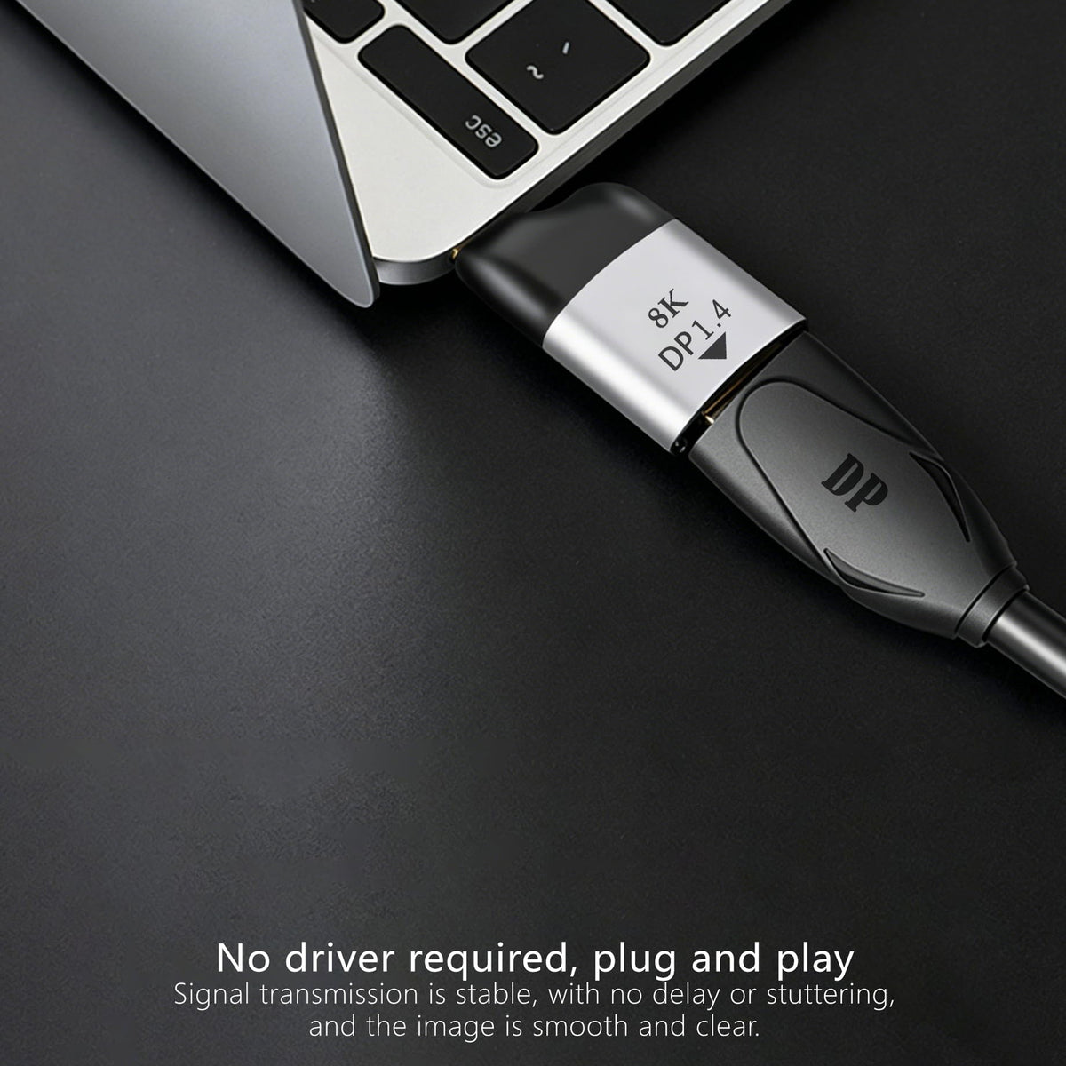 USB C to DisplayPort Adapter 8K 60Hz 4K 144Hz Type C to DP 1.4 Converter Male to Female for MacBook Pro iPad Pro Surface Dell Laptop Monitor Gaming PC