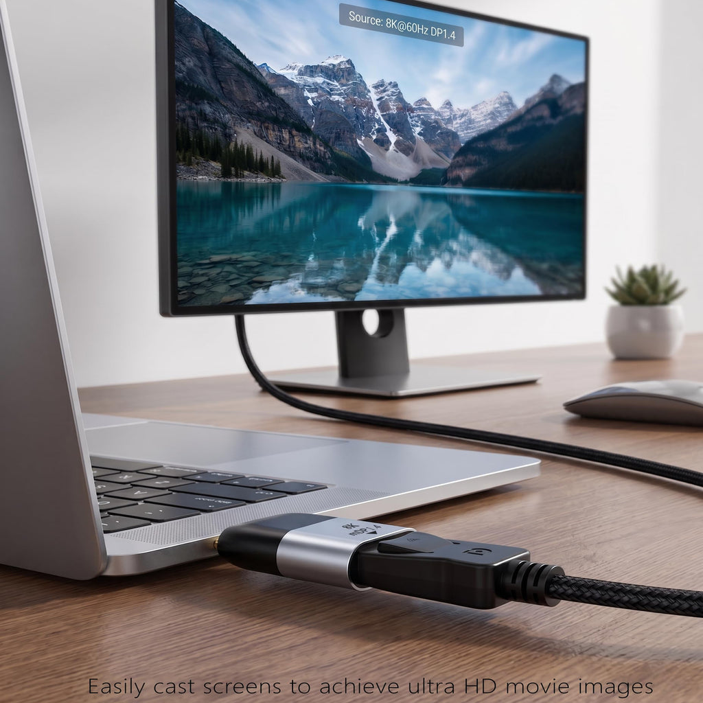 USB C to Mini DisplayPort Adapter 8K 60Hz 4K 144Hz Type C to Mini DP 1.4 Converter Male to Female for MacBook Pro iPad Pro Laptop Monitor Gaming PC
