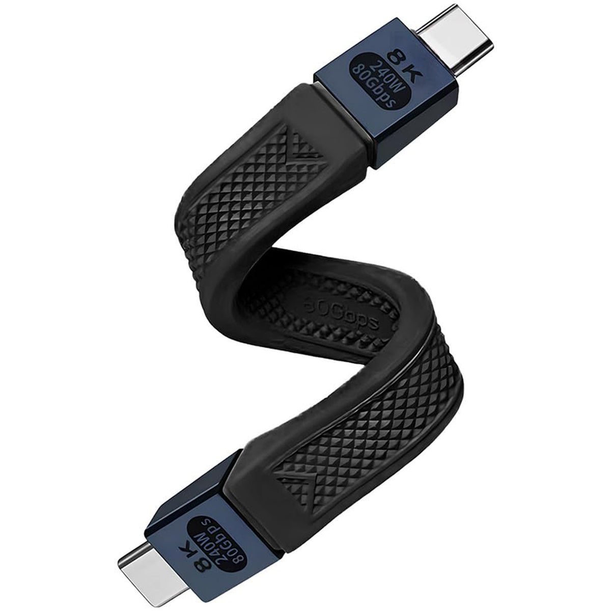 Short USB C to USB C Cable 5 Inch 80Gbps 240W PD FPC Flat Thunderbolt 5 4 USB4 8K 60Hz Video for iPhone 16 MacBook iPad External SSD Docking Station