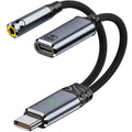 USB C to 3.5mm Headphone Adapter Cable 2 in 1 HiFi DAC 100W PD Fast Charging Aux Audio Jack for iPhone 16 15 Samsung Galaxy Google Pixel iPad