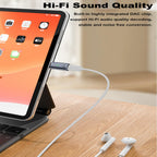 USB C to Lightning Audio Adapter Type C Male to Lightning Female Headphone Converter with DAC for iPhone 16 15 Pro Max iPad Mac Galaxy Wire Control Calls