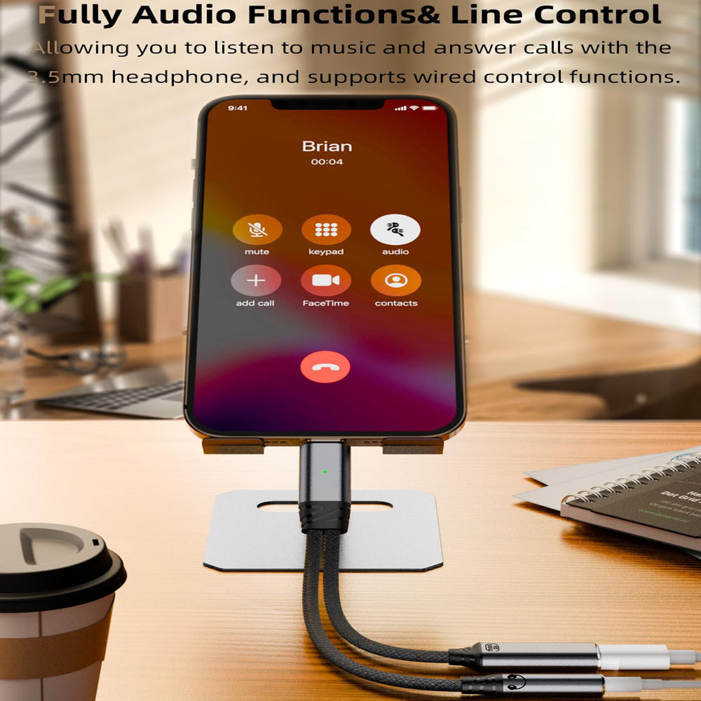 USB C to 3.5mm Headphone Adapter Cable 2 in 1 HiFi DAC 100W PD Fast Charging Aux Audio Jack for iPhone 16 15 Samsung Galaxy Google Pixel iPad