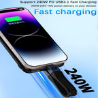 Short USB C to USB C Cable 5 Inch 80Gbps 240W PD FPC Flat Thunderbolt 5 4 USB4 8K 60Hz Video for iPhone 16 MacBook iPad External SSD Docking Station