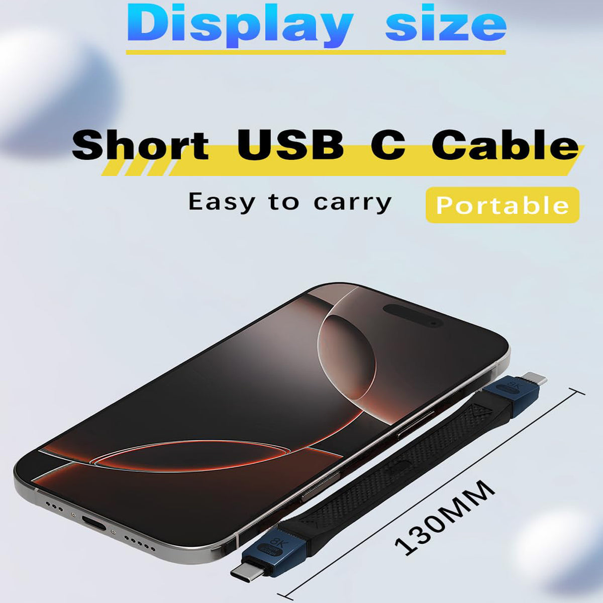 Short USB C to USB C Cable 5 Inch 80Gbps 240W PD FPC Flat Thunderbolt 5 4 USB4 8K 60Hz Video for iPhone 16 MacBook iPad External SSD Docking Station