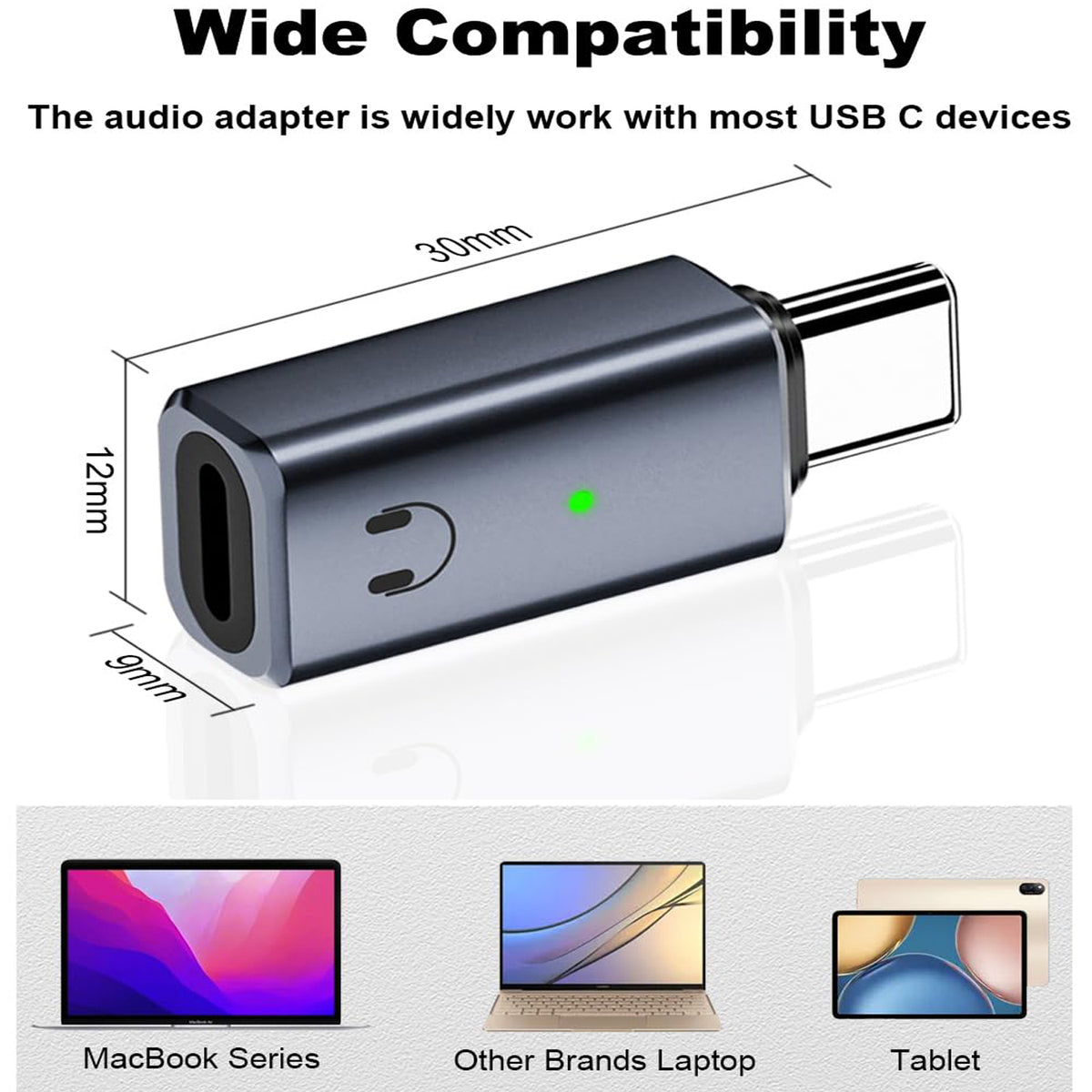 USB C to Lightning Audio Adapter Type C Male to Lightning Female Headphone Converter with DAC for iPhone 16 15 Pro Max iPad Mac Galaxy Wire Control Calls