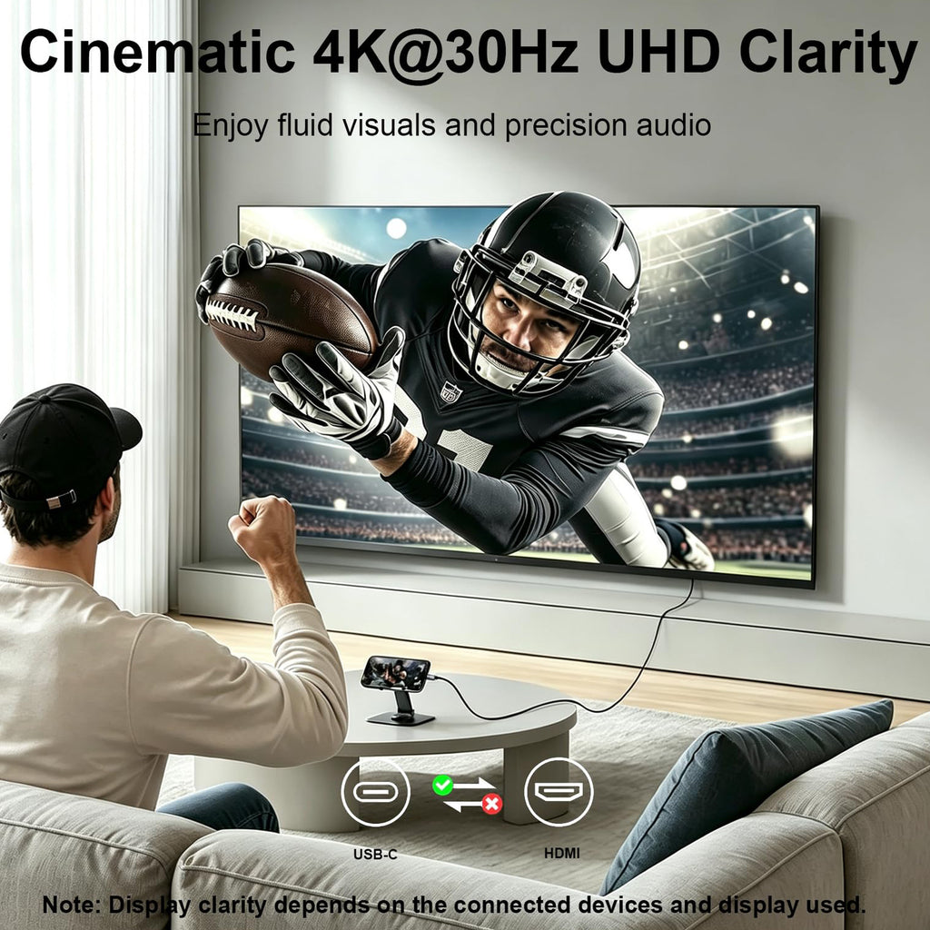 USB C to HDMI Cable 6.6ft 2M 4K 30Hz Type C to HDMI Braided Cord for iPhone 17 16 15 MacBook Pro Air iPad Galaxy S25 S24 Dell XPS Surface HDTV Monitor