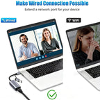 2 in 1 USB C and USB to Ethernet Adapter Aluminum USB 3.0 to RJ45 Gigabit LAN Converter 1000Mbps for MacBook Nintendo Switch Surface Pro Laptop PC