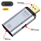 USB C to HDMI Adapter 4K 60Hz Female to Male Type C DP Alt Mode PD Power Converter for Laptop MacBook Pro XPS Chromebook Phone Monitor TV Projector