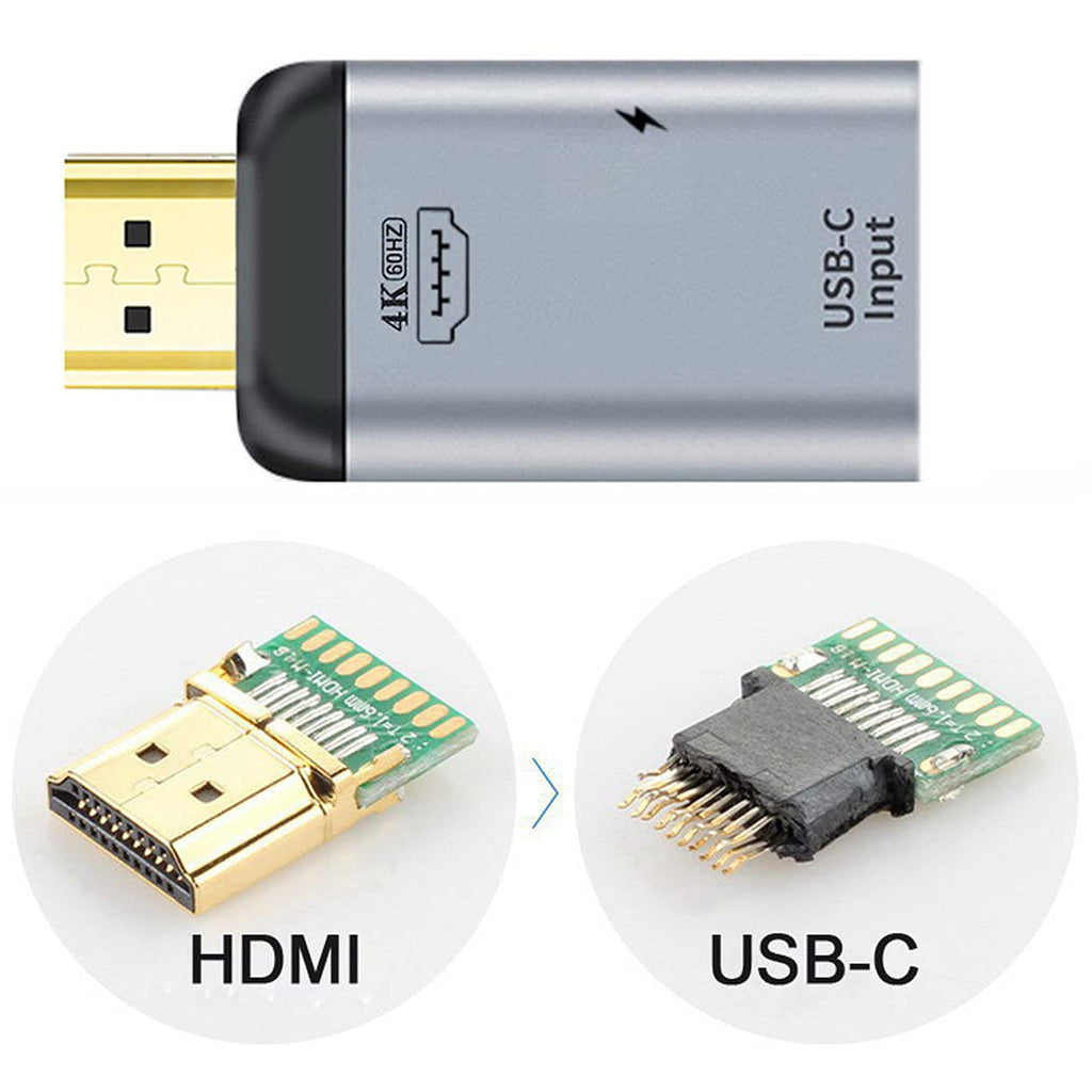 USB C to HDMI Adapter 4K 60Hz Female to Male Type C DP Alt Mode PD Power Converter for Laptop MacBook Pro XPS Chromebook Phone Monitor TV Projector